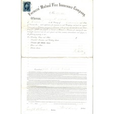 1870 Farmers Mutual Fire Ins Co Policy J.P. Welch West Topsham VT AF7-E7 picture