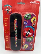 Vtge. 1995 Coca-Cola Ceramic Roller Ball Pen Gift Tin Black Ink 0.5mm Refillable picture