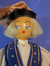 Vintage Gromada Polish Wood Folk Art Doll Boy In A Blue Vest Wooden Toy 8