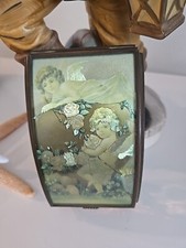 Vermont Ltd Glass Trinket Jewelry Box Mirrored CUPID ANGEL CHERUB ARROW MEXICO picture