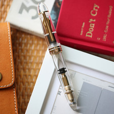 Majohn P140 Piston Fountain Pen NO.8 F/M Nib, Transparent Acrylic Writing Pen picture