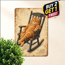 Vintage Cat Portrait Wall Art Plaque Whimsical Feline Home Decor Tin Metal Sign picture