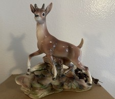 Vintage 1950s Ceramic Deer TV Lamp Woodland Buck Mid-Century Modern Brown Glazed picture