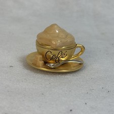 Vintage Estee Lauder 1999 Cafe Coffee Cup Solid Perfume Compact EMPTY No Box picture