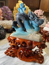 Dragon Trolleite carving with custom wood stand picture