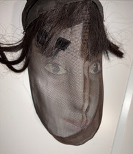 Antique c1900 Odd Fellows IOOF Secret Ceremonial Wire Mesh Mask Hair Hood picture