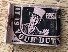 1930s-40s Re-elect Dr. Quigley Director M.U.D Vote Democrat Uncle Sam Matchbook  picture