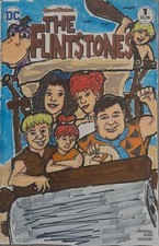 The Flintstones #1 DC Comics Original Hand Drawn Sketch Cover Fred Barney Art picture