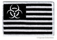 BIOHAZARD SYMBOL FLAG PATCH - BLACK - ZOMBIE APOCALYPSE embroidered iron-on USA picture