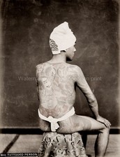 Japanese Man Elaborate Tattoo Irezumi Art Portrait Japan Vtg. Photo 19thC. picture