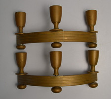 Vintage Pair Dirilyte Art Deco Candle Holders Solid Brass Metal MCM Mantle picture