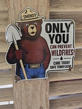 ORIGINAL 1950'S VINTAGE SMOKEY THE BEAR PORCELAIN SIGN picture