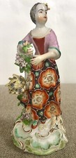 Circa 1752-1756 18 Century Red Anchor Chelsea England Porcelain Lady Figurine picture