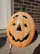 Vintage General Foam Plastics Blow Mold Light Up Halloween Jack O Lantern 24” picture