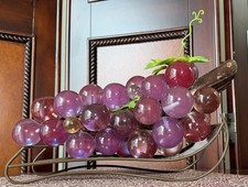 Vintage Purple Lucite Grape Cluster on Driftwood Mid Century Modern w/ Stand picture