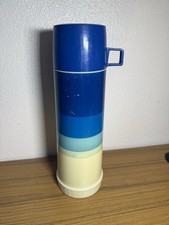 Vintage 1970's King Seeley Ombre Blue Thermos Insulated Vacuum Bottle 1qt (32oz) picture