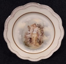 Vintage ZS&CR Bavaria Goddess And Cherub. 8 1/4” Scalloped Edge Round. picture