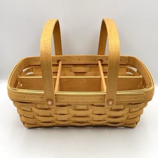 Vintage 1994 Longaberger Basket 6 Compartment Wood Divider Double Handle USA picture