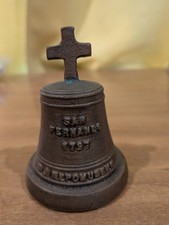 Religious Metal Bell Brown w/ Cross Handle & Clapper Ave Maria St. Patrick picture