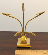 Vintage 1960 A&M Leatherlines Gold Tone Memo Tree Desk Stand 5 Clips picture