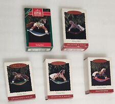 Lot Of 5 Vintage Hallmark Rocking Horse Christmas Ornaments 1992 '93 '94 '95 '96 picture