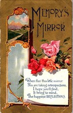 Vintage Victorian Postcard 1910 Memory's Mirror - Roses and a Poem picture