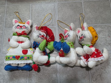 Vintage Bucilla 3 Little Kittens Lost Their Mittens 4 Felted Sequin Ornaments picture