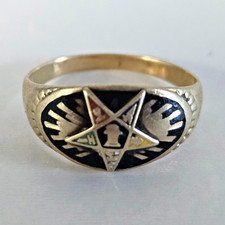 Vintage 10k Gold Order Of The Eastern Star OES Masonic Ring Signet 3 3grams picture