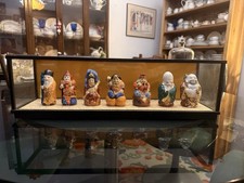 Vintage Japanese Kutani Porcelain Seven Lucky Gods Figurines Shichifukujin Set picture