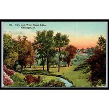 Postcard View from Water Street Bridge Waukegan, IL picture
