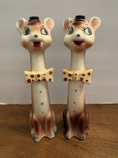 Vintage Tilso Japan Anthropomorphic Long Neck Salt Shakers Deer Giraffe W/ Box picture