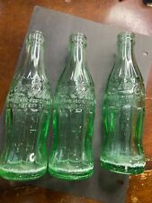 Vintage 1960's Coca Cola 6 1/2 oz. Soda Bottle Hobble Skirt Green Glass Set of 3 picture