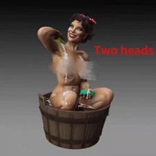1:35 Casting Resin Figure with TWO HEADS ONE HELMET WWll Bathing Sexy Unpainted picture