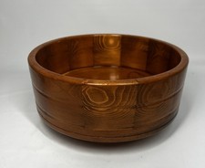 Vintage Wood Lazy Susan Serving Bowl 10” Round Rotating Wooden Salad Condiments picture