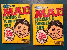 (2) 1983 FLEER MAD  STICKERS Wax Packs 5 STICKERS PER PACK - picture