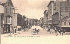 Lithograph North Adams MA Street Scene early 1900s picture