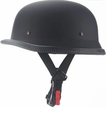 German Style Motorcycle Half Helmet Large Matte Black DOT Cruiser Scooter picture
