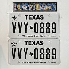 Texas License Plate Pair 🔥 The Lone Star State Matching TX Tags VVY-0889 picture