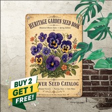 vintage botanical seed catalogue poster central pansy flower picture
