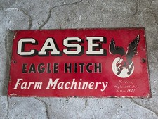 LARGE VINTAGE CASE EAGLE HITCH FARM MACHINERY PORCELAIN FARM SIGN 12