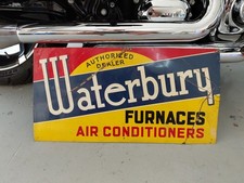 c.1950s Original Vintage Waterbury Furnaces Sign Air Conditioners Service Rare picture