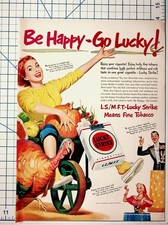 Vintage 1940s Lucky Strike Cigarettes Ad Thanksgiving Woman Turkey Ephemera picture