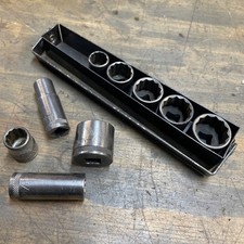Vintage Craftsman Circle H 3/8 Drive 12pt SAE Sockets w/ Metal Tray Plus Extras picture