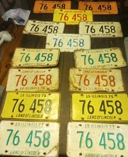 Vintage Illinois License Plates Lot 1969-1977 Matching Number 76 458 Run picture