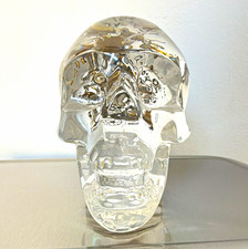 Edward K Clear Skull Sculpture Collectible with Embedded Watch Gears - 1 of 1 picture