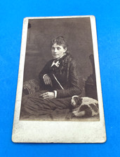 Original Victorian Woman Winter Fashion CDV Photo Knit Toque Scarf Gloves c1880s picture
