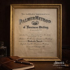 The Palmer Method Of Business Writing Student Award 1925 Antique Gold Framed picture