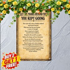 Never Ashamed Of Scars Life Quote Tin Sign Vintage Rustic Metal Plaque 8x12 Inch picture