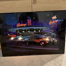 Galaxy Diner Hot Rods Scenes From Vintage America LED Art 36 x 24
