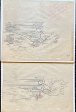 Walt Disney Donald Duck Original Production Drawings #49 #51 Animation Pair picture